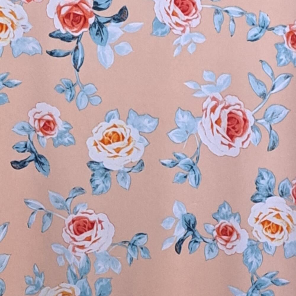 Tiana B. Floral Front-Tie Short Sleeve Top Size 2X Peach Pink Casual Blouse NWT - Picture 8 of 12